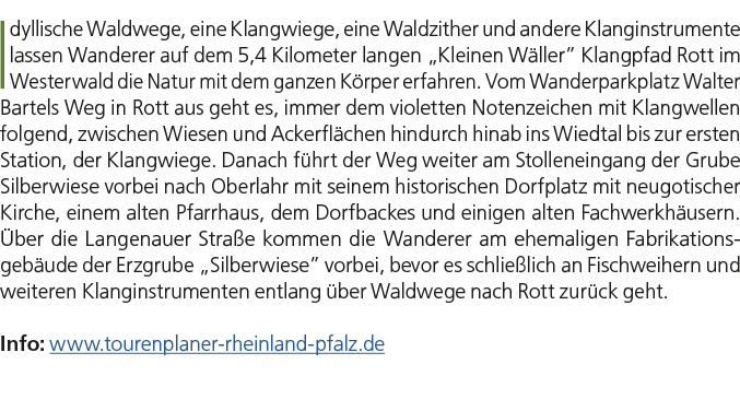 Idyllische Waldwege, eine Klangwiege, eine Waldzither und andere Klanginstrumente lassen Wanderer auf dem 5,4 Kilomet...