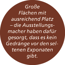 Gro e Fl chen mit ausreichend Platz – die Ausstellungsmacher haben daf r gesorgt, dass es kein Gedr nge vor den selte...