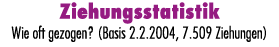 Ziehungsstatistik Wie oft gezogen? (Basis 2.2.2004, 7.509 Ziehungen)