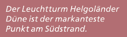 Der Leuchtturm Helgol nder D ne ist der markanteste Punkt am S dstrand.