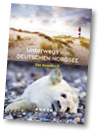 Das Bild zeigt ein Buchcover, das in zwei Bildbereiche unterteilt ist.   Im oberen Bereich sieht man eine D nenlandschaft mit Sand und Grasb scheln. Im Hintergrund steht ein rot-wei  gestreifter Leuchtturm, der sich gegen einen bew lkten Himmel abhebt.  ber diesem Landschaftsbild ist der Text platziert:    „Unterwegs an der DEUTSCHEN NORDSEE“ in wei er Schrift.    Der Schriftzug „Unterwegs“ ist dabei fett und etwas gr  er als der Rest.    Der untere Bereich zeigt ein Nahaufnahmefoto eines wei en Seehundbabys, das auf Kieselsteinen liegt. Das Seehundbaby schaut direkt in die Kamera und wirkt entspannt, es hebt eine Flosse spielerisch an.     ber dem Seehund befindet sich der Text „Das Reisebuch“ in gelber Schrift.    Ganz unten steht der Verlag „KUNTH“ in wei er Schrift mit kleinen Pluszeichen links und rechts davon.    Das Buchcover vermittelt eine ruhige, naturnahe Atmosph re mit Fokus auf die deutsche Nordseek ste und ihre Tierwelt.  