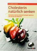 Buchcover des Ratgebers „Cholesterin nat rlich senken“ von Dr. Andrea Flemmer. Der Untertitel lautet: „Heilmittel, die den Cholesterinspiegel regulieren – Das k nnen Sie selbst tun“. Auf dem Cover sind drei unterschiedlich gef rbte Oliven (gelb, rot, violett) in Oliven l auf einer schwarzen Steinplatte abgebildet, im Hintergrund liegt ein gr ner Zweig Rosmarin. Unten rechts befindet sich das Logo des Humboldt Verlags.