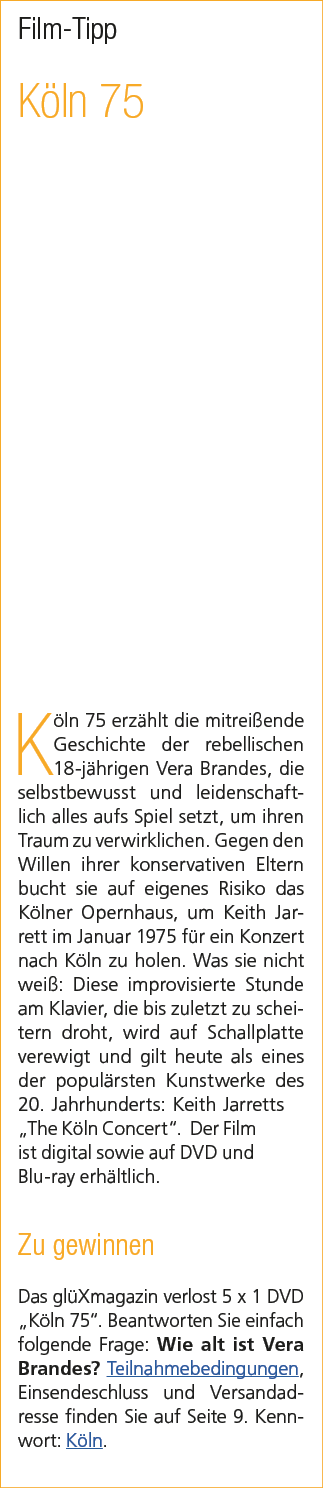 Film Tipp K ln 75 K ln 75 erz hlt die mitrei ende Geschichte der rebellischen 18 j hrigen Vera Brandes, die selbstbew...