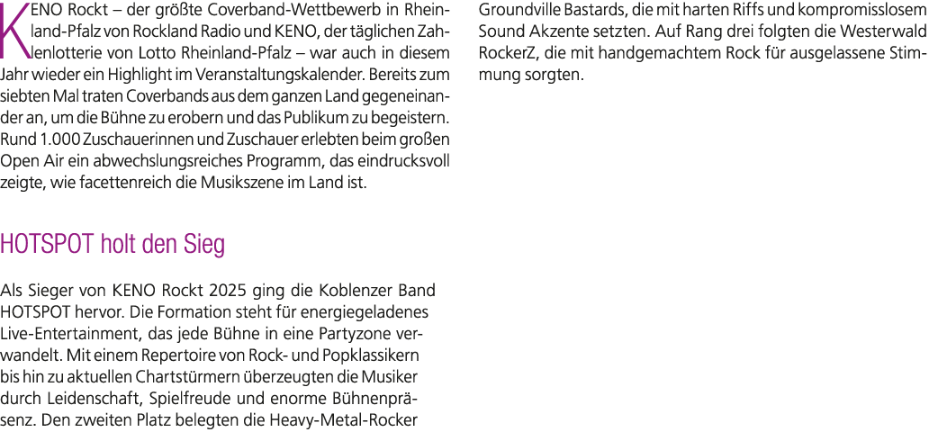 KENO Rockt – der gr te Coverband Wettbewerb in Rheinland Pfalz von Rockland Radio und KENO, der t glichen Zahlenlott...