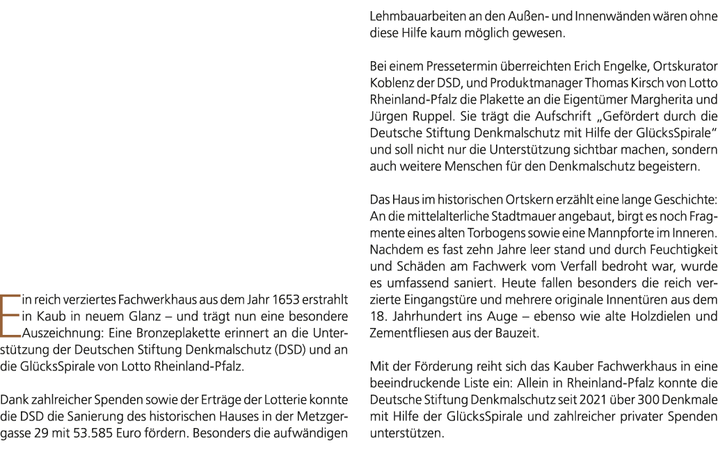 Ein reich verziertes Fachwerkhaus aus dem Jahr 1653 erstrahlt in Kaub in neuem Glanz – und tr gt nun eine besondere A...
