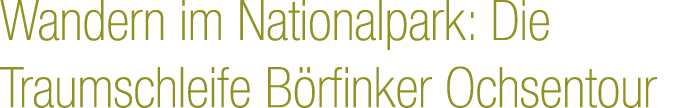 Wandern im Nationalpark: Die Traumschleife B rfinker Ochsentour