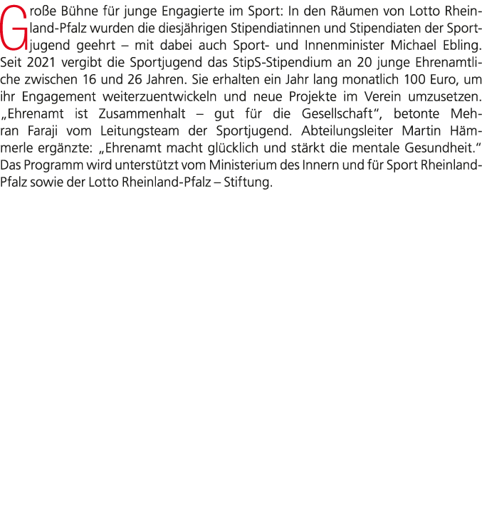 Das Bild zeigt eine gr ere Gruppenaufnahme von jungen Sportlerinnen und Sportlern gemeinsam mit Vertreterinnen und Vertretern der Sportjugend Rheinland-Pfalz und LOTTO Rheinland-Pfalz.    Im Hintergrund sind mehrere Roll-Ups mit den Logos der beiden Organisationen zu sehen – darunter die gelben LOTTO-Banner mit dem Slogan „Wir sind LOTTO Rheinland-Pfalz“ sowie das gr ne Logo der Sportjugend Rheinland-Pfalz.    Die Stimmung ist fr hlich und feierlich.