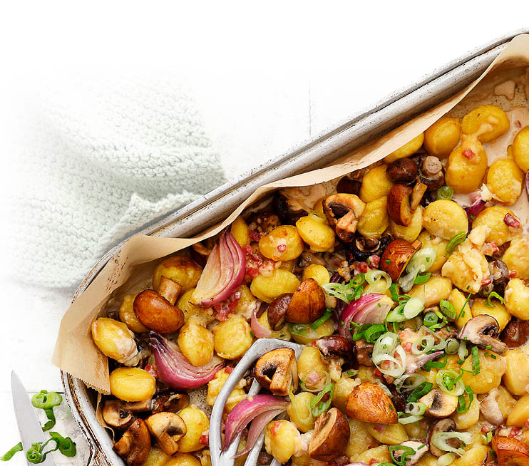 Speck-Gnocchi mit Pilzen