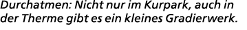 Durchatmen: Nicht nur im Kurpark, auch in der Therme gibt es ein kleines Gradierwerk.