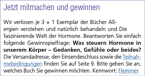 Jetzt mitmachen und gewinnen Wir verlosen je 3 × 1 Exemplar der B cher Allergien verstehen und nat rlich behandeln un...