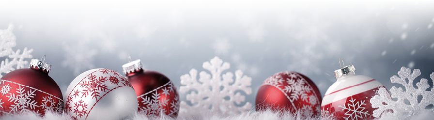 Christmas balls in winter setting,Winter holidays concept.