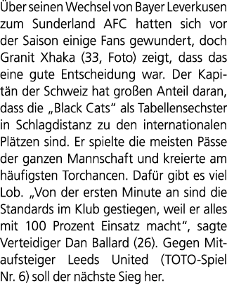  ber seinen Wechsel von Bayer Leverkusen zum Sunderland AFC hatten sich vor der Saison einige Fans gewundert, doch Gr...