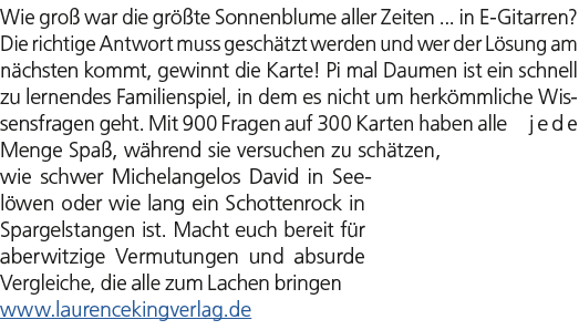 Wie gro war die gr  te Sonnenblume aller Zeiten ... in E Gitarren? Die richtige Antwort muss gesch tzt werden und we...