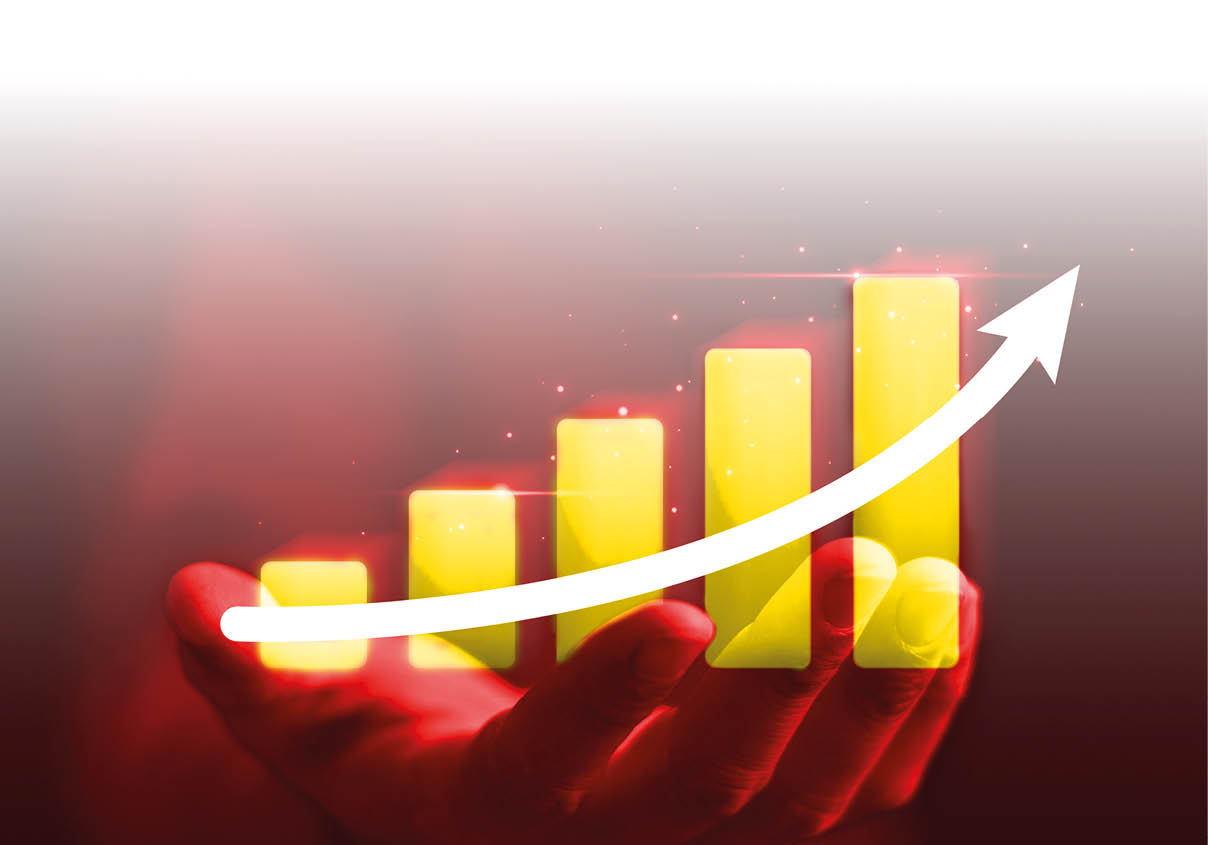 2024 Business growth, investment profit increase, growing sales and revenue, progress or development concept, arrow graph corporate future growth plan