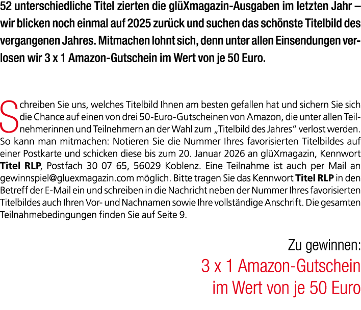 52 unterschiedliche Titel zierten die gl Xmagazin Ausgaben im letzten Jahr – wir blicken noch einmal auf 2025 zur ck ...