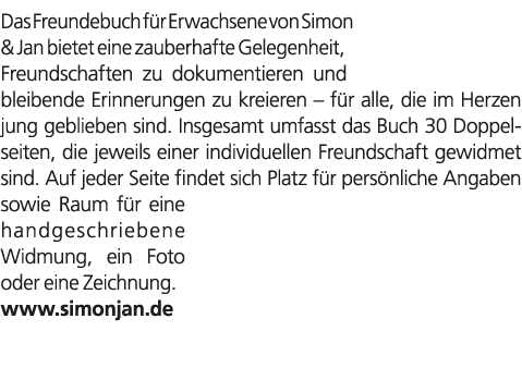Das Freundebuch f r Erwachsene von Simon & Jan bietet eine zauberhafte Gelegenheit, Freundschaften zu dokumentieren u...