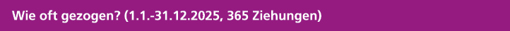 Wie oft gezogen? (1.1. 31.12.2025, 365 Ziehungen)