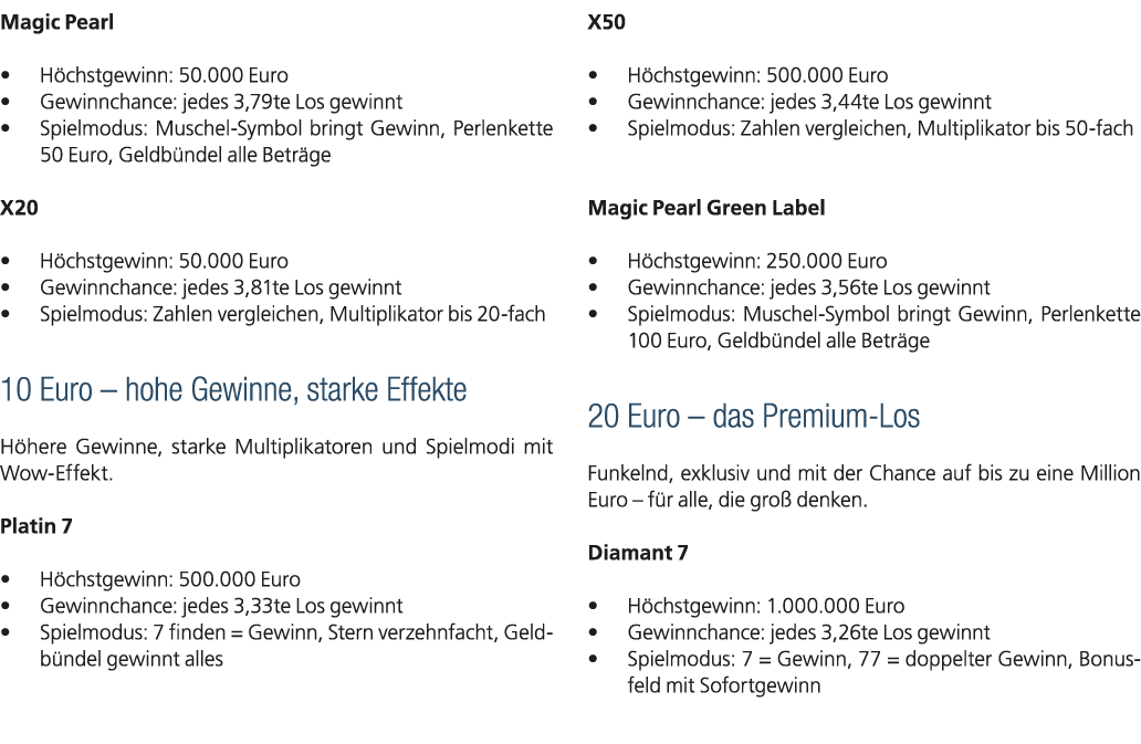 Magic Pearl • H chstgewinn: 50.000 Euro • Gewinnchance: jedes 3,79te Los gewinnt • Spielmodus: Muschel Symbol bringt ...