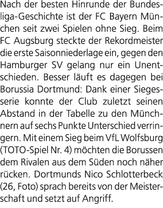 Nach der besten Hinrunde der Bundesliga Geschichte ist der FC Bayern M nchen seit zwei Spielen ohne Sieg. Beim FC Aug...