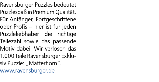 Ravensburger Puzzles bedeutet Puzzlespa in Premium Qualit t. F r Anf nger, Fortgeschrittene oder Profis – hier ist f...