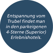 Entspannung vom Trubel findet man in den parkeigenen 4 Sterne (Superior)Erlebnishotels.