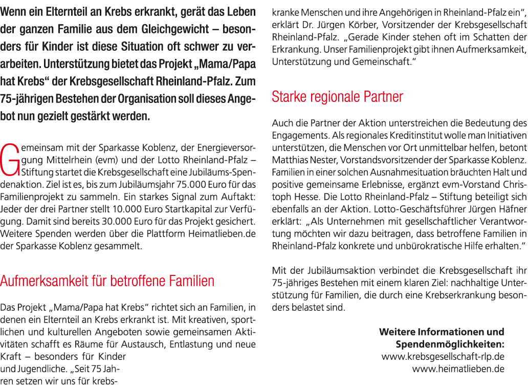 Wenn ein Elternteil an Krebs erkrankt, ger t das Leben der ganzen Familie aus dem Gleichgewicht – besonders f r Kinde...