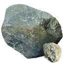 Ein grauer Gesteinsbrocken.