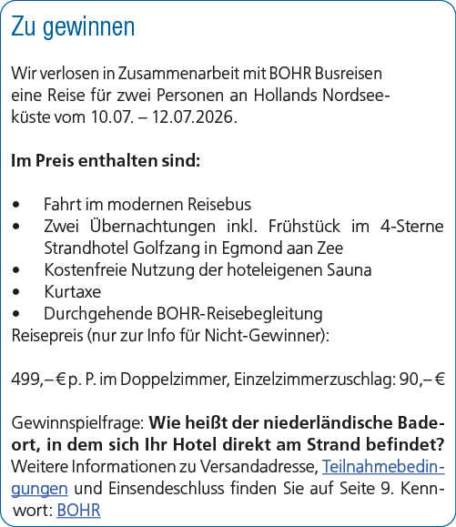 Zu gewinnen Wir verlosen in Zusammenarbeit mit BOHR Busreisen eine Reise f r zwei Personen an Hollands Nordseek ste v...