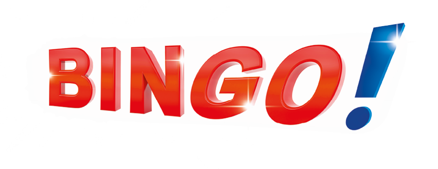 Oberhalb der Fahrzeuge ist in gro en, dreidimensional wirkenden, roten Gro buchstaben das Wort „BINGO!“ abgebildet; das Ausrufezeichen ist blau.