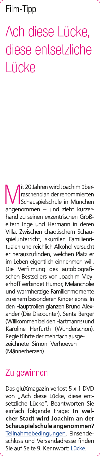 Film Tipp Ach diese L cke, diese entsetzliche L cke Mit 20 Jahren wird Joachim berraschend an der renommierten Schau...