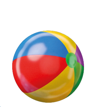 Grafische Darstellung eines bunten Strandballs vor hellem Hintergrund. Der runde Ball ist in mehrere farbige Segmente unterteilt: oben links ein gl nzendes blaues Segment mit Lichtreflexen, unten links ein rotes Segment, unten rechts ein gelbes Segment und rechts ein gr nes Segment mit einem kleineren violetten Bereich. Die Oberfl che wirkt glatt und leicht gl nzend; an der oberen rechten Kante ist ein kleiner wei er Lichtpunkt als Reflex zu sehen.