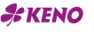 Das Logo zeigt ein stilisiertes vierbl ttriges Kleeblatt in Lila neben dem Schriftzug KENO in Gro buchstaben und derselben Farbe. Beschreibung von KI generiert
