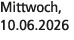 Mittwoch, 10.06.2026
