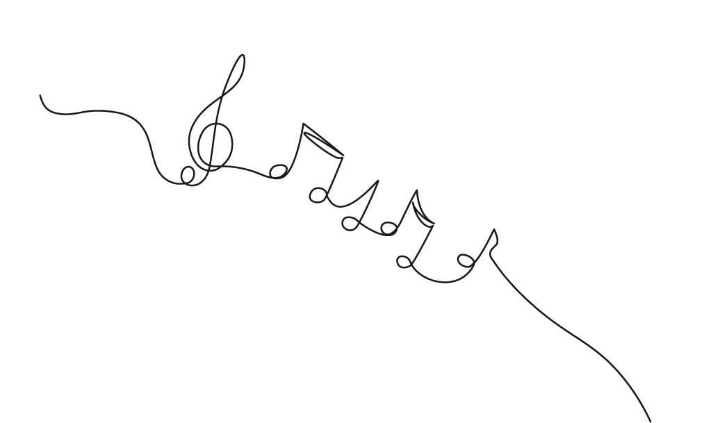 Eine durchgehende Linie, die in einem Notenschl ssel beginnt und sich in mehrere Musiknoten verwandelt, die miteinander verbunden sind. Beschreibung von KI generiert