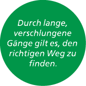 Durch lange, verschlungene G nge gilt es, den richtigen Weg zu finden. 