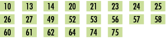 10,,13,,14,,20,,21,,23,,24,,25,,26,,27,,49,,52,,53,,56,,57,,58,,60,,61,,62,,64,,74,,75,,,,