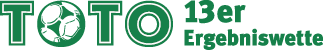 Das Logo zeigt den Schriftzug TOTO mit einem Fu ball im zweiten O und den Text 13er Ergebniswette in gr ner Schrift. Beschreibung von KI generiert