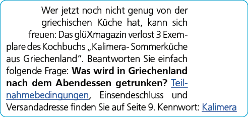 Wer jetzt noch nicht genug von der griechischen K che hat, kann sich freuen: Das gl Xmagazin verlost 3 Exemplare des ...