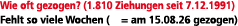 Wie oft gezogen? (1.810 Ziehungen seit 7.12.1991) Fehlt so viele Wochen ( = am 15.08.26 gezogen)