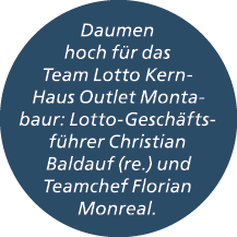 Daumen hoch f r das Team Lotto Kern Haus Outlet Montabaur: Lotto Gesch ftsf hrer Christian Baldauf (re.) und Teamchef...
