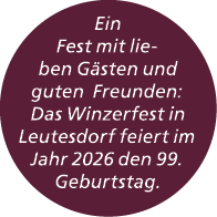 Ein Fest mit lieben G sten und guten Freunden: Das Winzerfest in Leutesdorf feiert im Jahr 2026 den 99. Geburtstag. 
