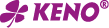 Das Bild zeigt das Wort „KENO“ in lila Gro buchstaben neben einem stilisierten lila Kleeblatt. Beschreibung von KI generiert