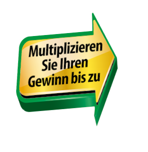 Ein gr ner Pfeil mit gelbem Inneren tr gt den Text Multipizieren Sie Ihren Gewinn bis zu. Beschreibung von KI generiert