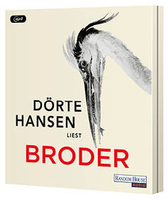 Das Cover zeigt den Titel “Broder" in gro en roten Buchstaben, den Namen D rte Hansen in Schwarz und eine detaillierte Zeichnung eines Vogels mit langem Schnabel. Beschreibung von KI generiert